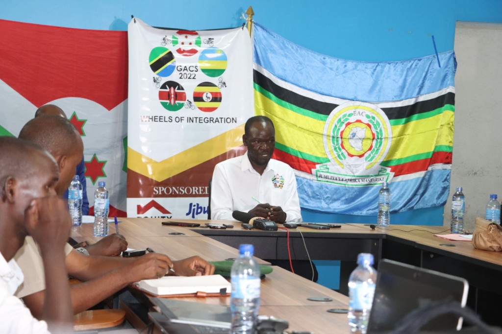 GACS 2022 Wheels of Integration press conference with East African Community flags